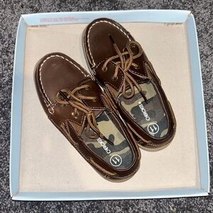 Boys brown Cherokee faux leather boat shoe. 11